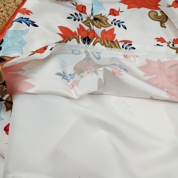 Talbots Silk Orange Wht Floral Boho Belted Skirt Size 4 - Picture 10 of 13